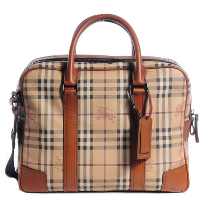 Burberry Haymarket Check Leighton Business Bag Dark Ochre 1 of 9