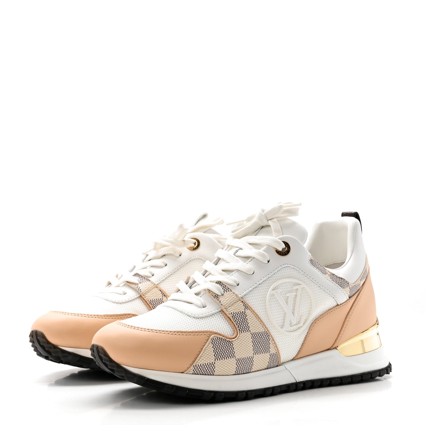 Calfskin Damier Azur Run Away Sneakers 37.5 White