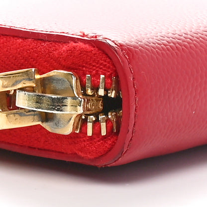 Saint Laurent Grain De Poudre Matelasse Chevron Monogram Zip Around Wallet Red 10 of 10