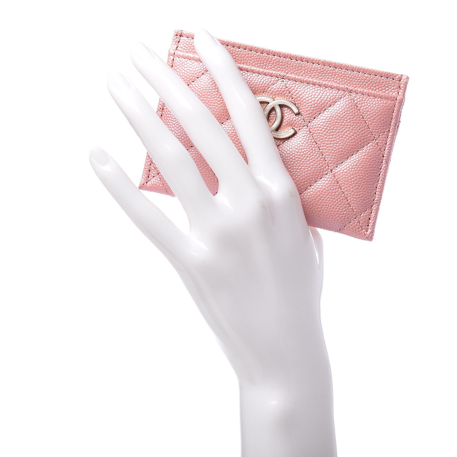 Chanel Iridescent Caviar Quilted Card Holder Pink 2 of 9