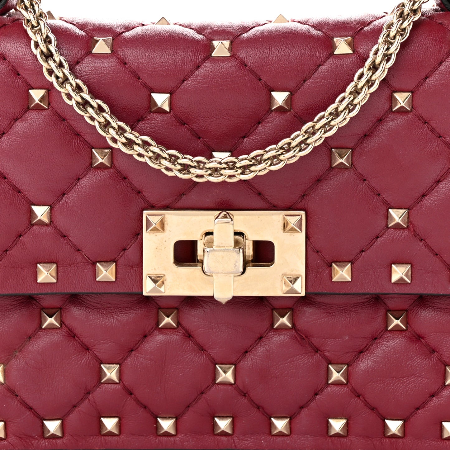 Nappa Small Rockstud Spike Shoulder Bag Rubino