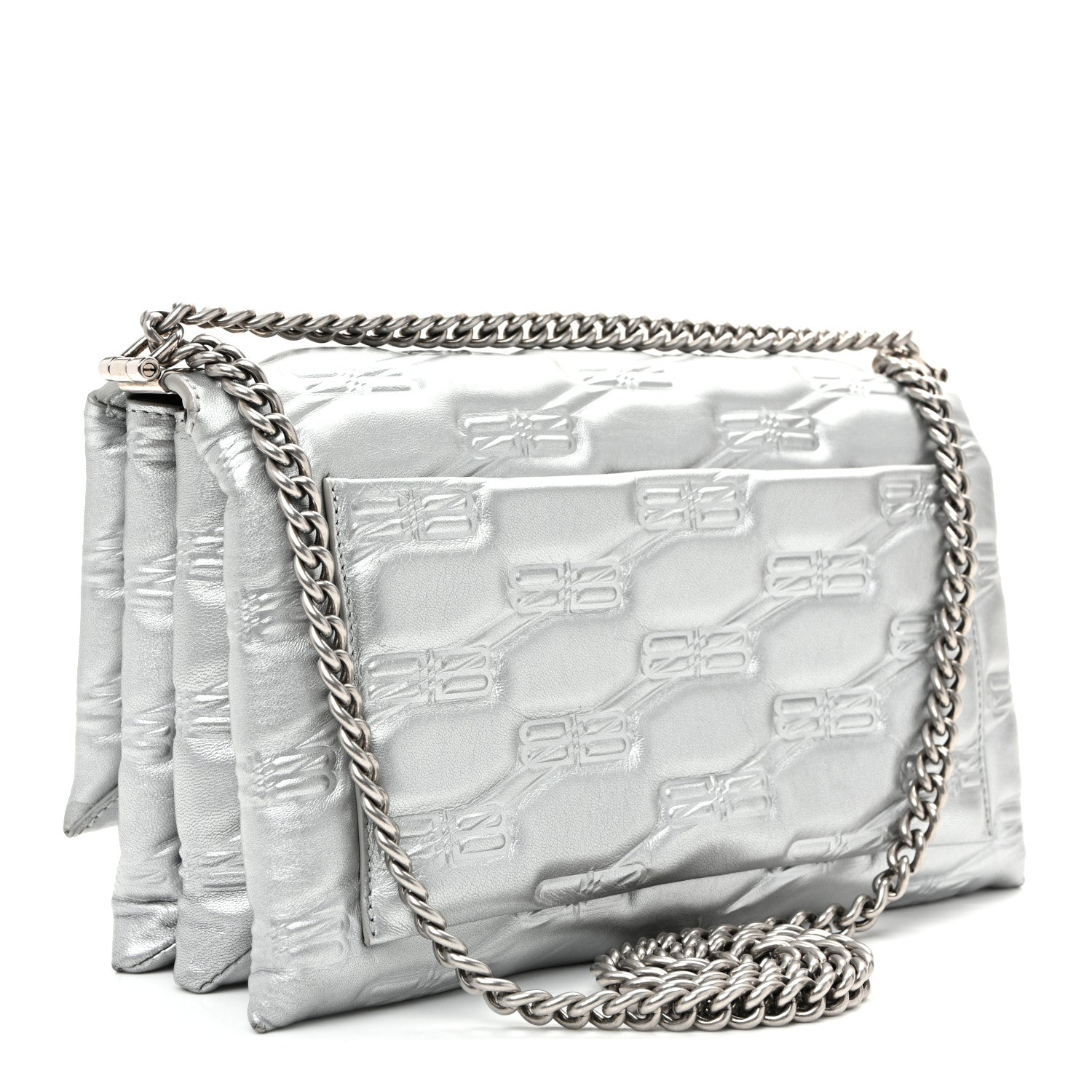 Balenciaga Nappa Allover License BB Monogram Embossed Medium Triplet Bag Silver 3 of 10