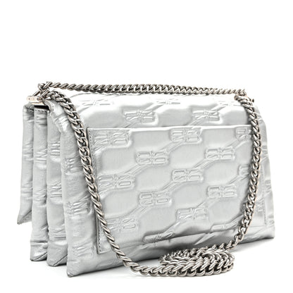 Balenciaga Nappa Allover License BB Monogram Embossed Medium Triplet Bag Silver 3 of 10