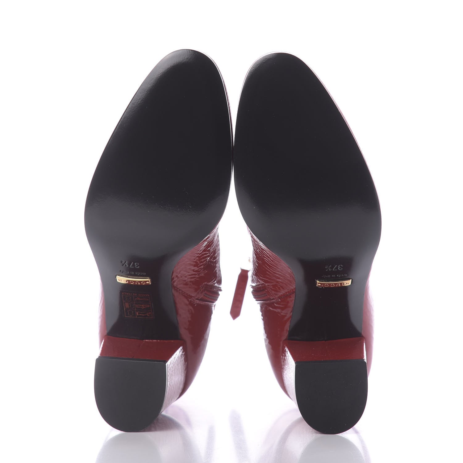 Gucci Patent Calfskin Stretch Boots 37.5 Hibiscus Red 6 of 8