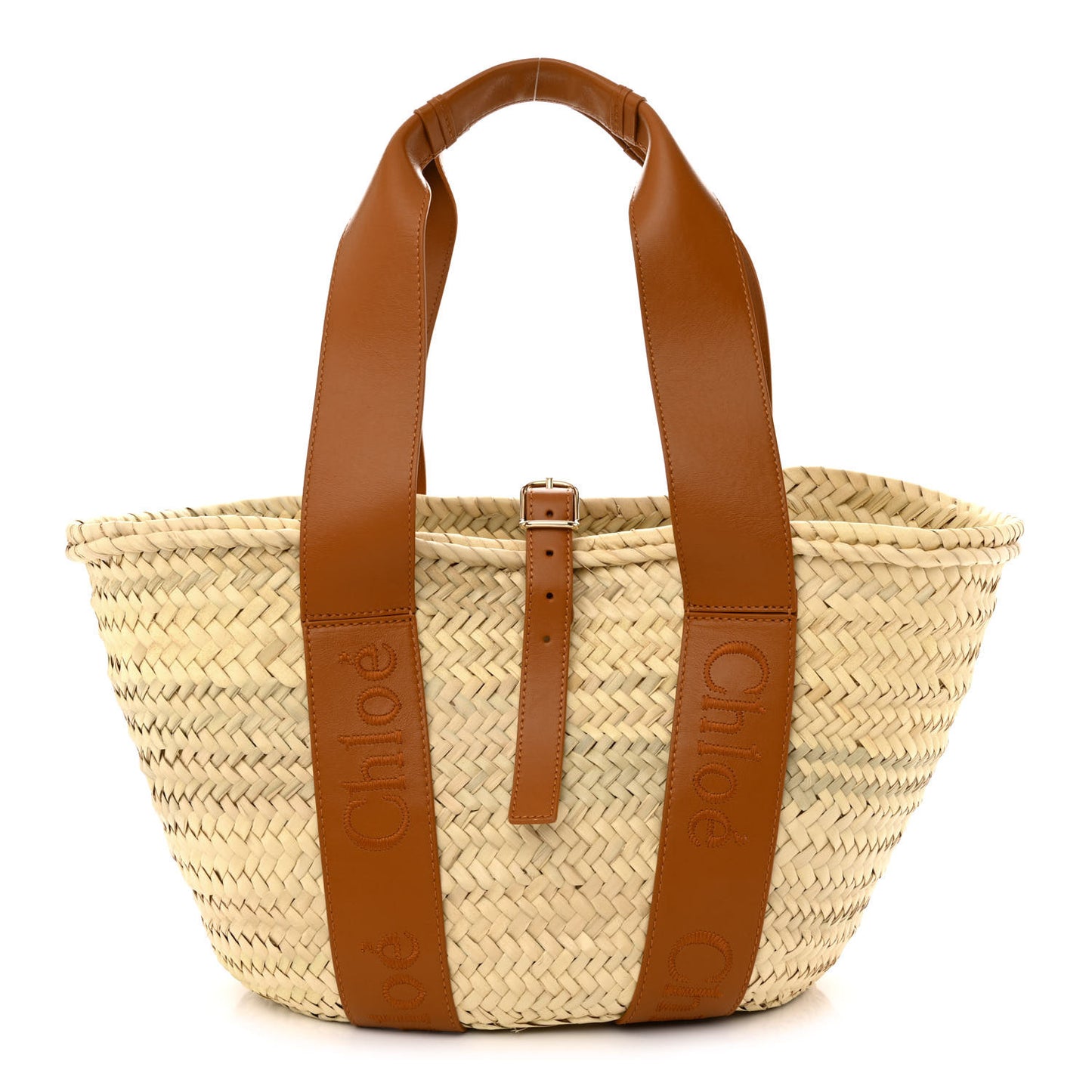 Raffia Smooth Calfskin Medium Sense Basket Caramel