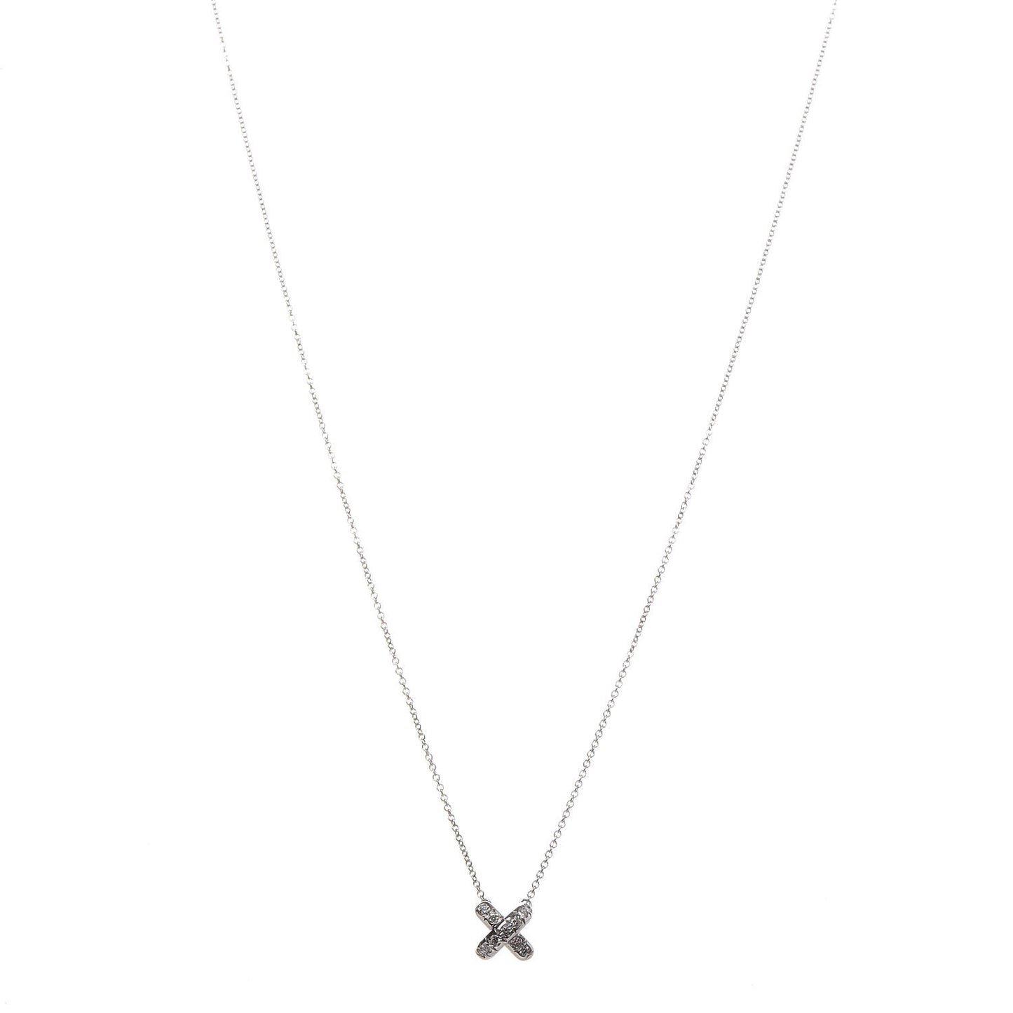 Platinum Diamond Cross Stitch Pendant Necklace