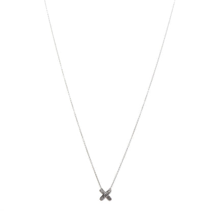Tiffany Platinum Diamond Cross Stitch Pendant Necklace 1 of 6