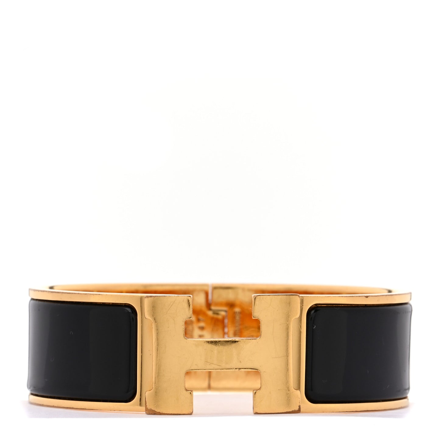 Enamel Wide Clic Clac H Bracelet GM Black