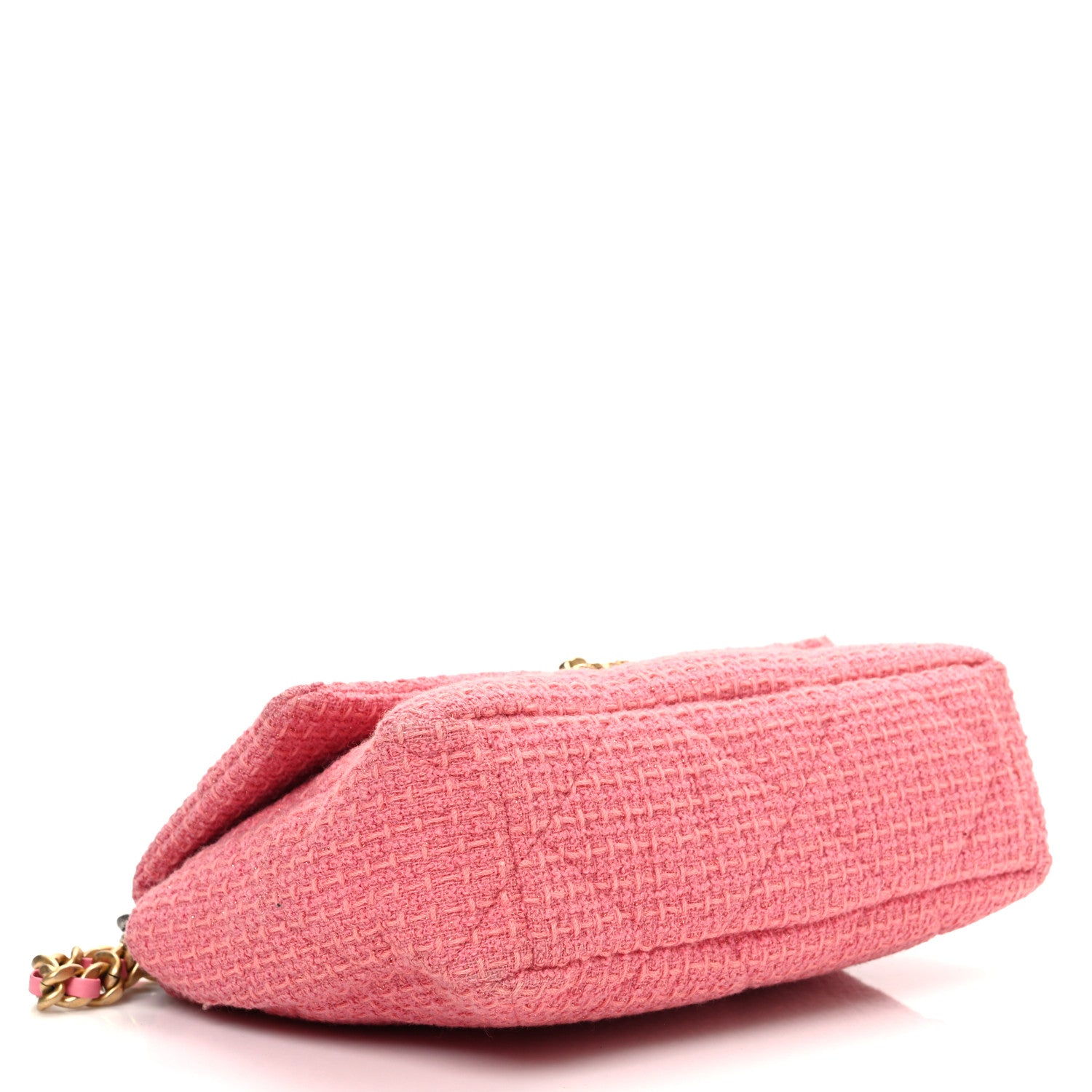 Chanel Metallic Tweed Quilted Large Chanel 19 Flap Pink 4 of 11