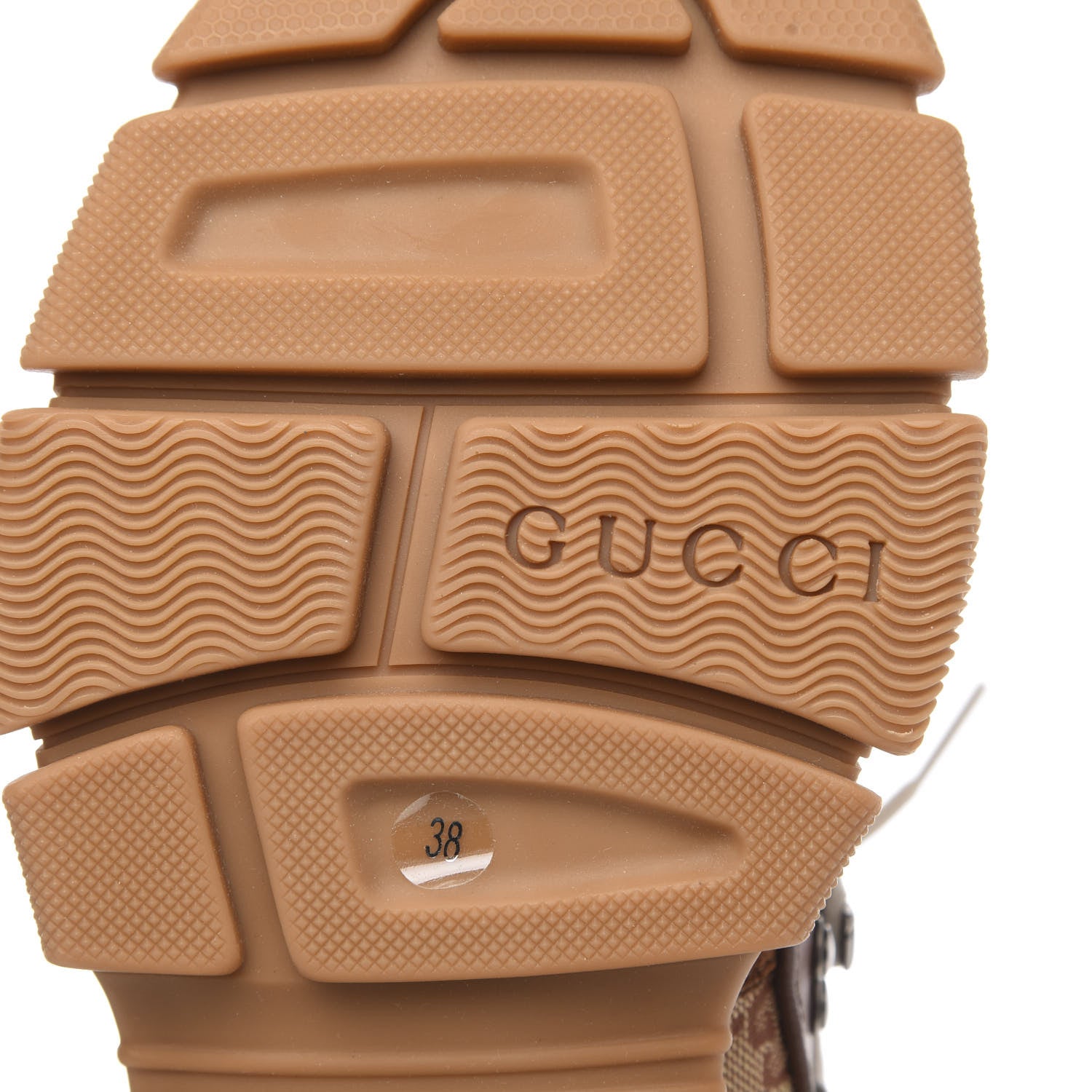 Gucci X SEGA Suede Calfskin GG Monogram Womens Flashtrek High-Top Sneakers 38 New Cuir Beige Ruggine 7 of 10
