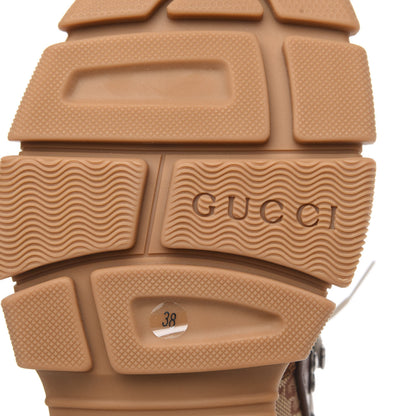 Gucci X SEGA Suede Calfskin GG Monogram Womens Flashtrek High-Top Sneakers 38 New Cuir Beige Ruggine 7 of 10