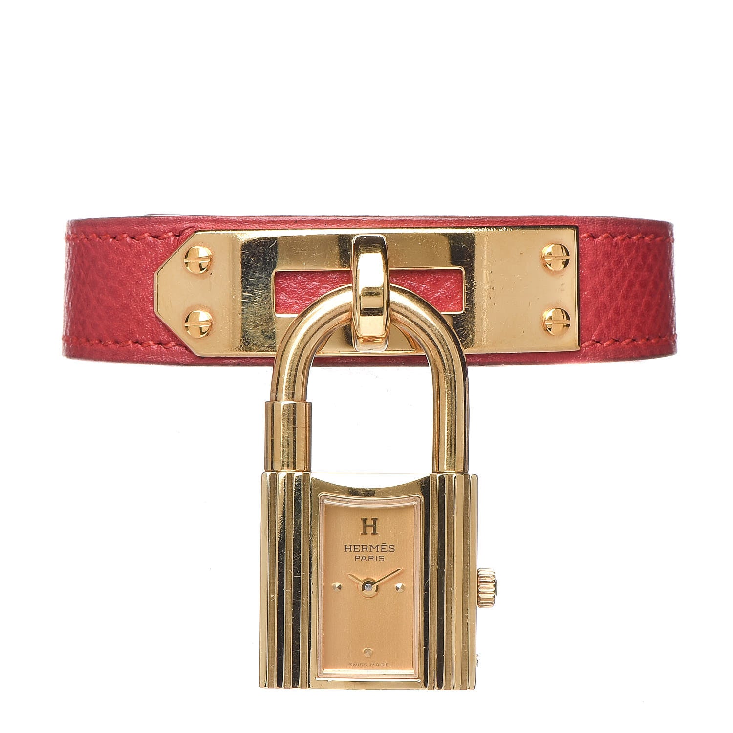 Hermes Stainless Steel Courchevel 20mm Kelly Cadena Quartz Watch Rouge 1 of 7