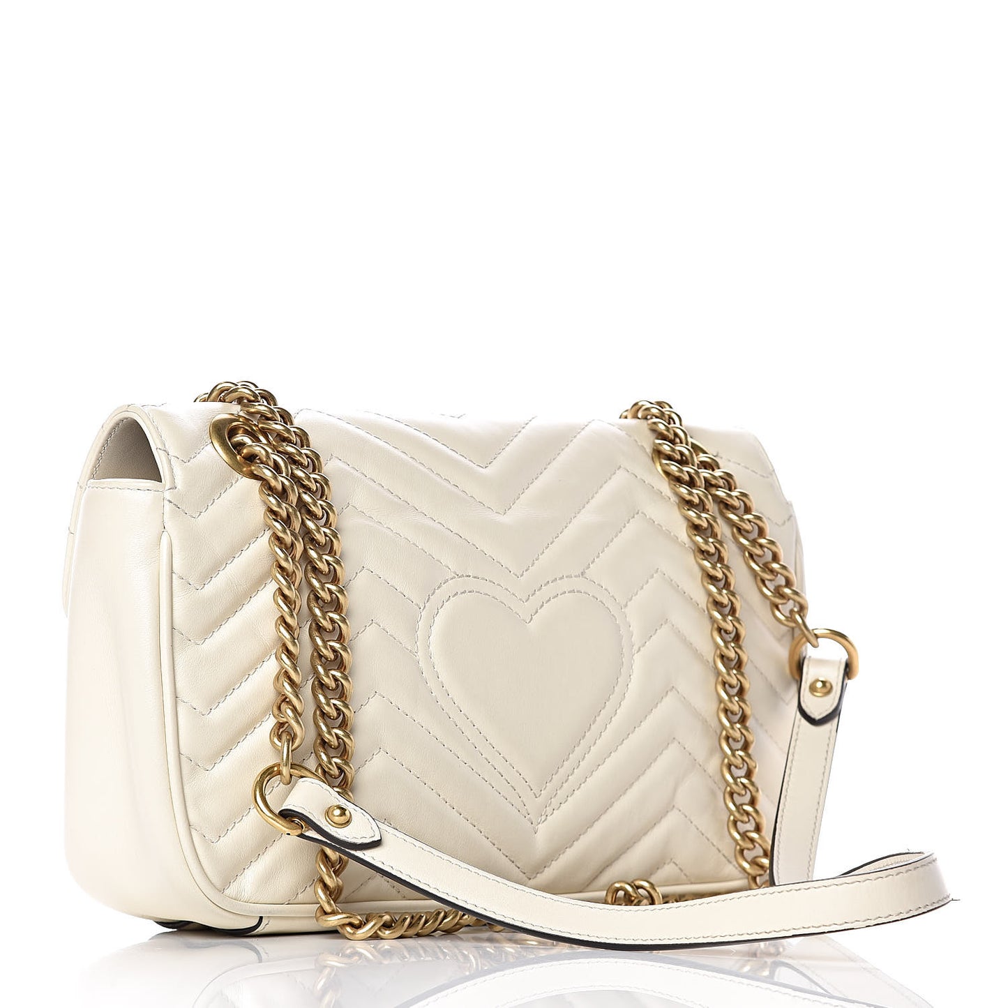 Calfskin Matelasse Small GG Marmont Shoulder Bag White