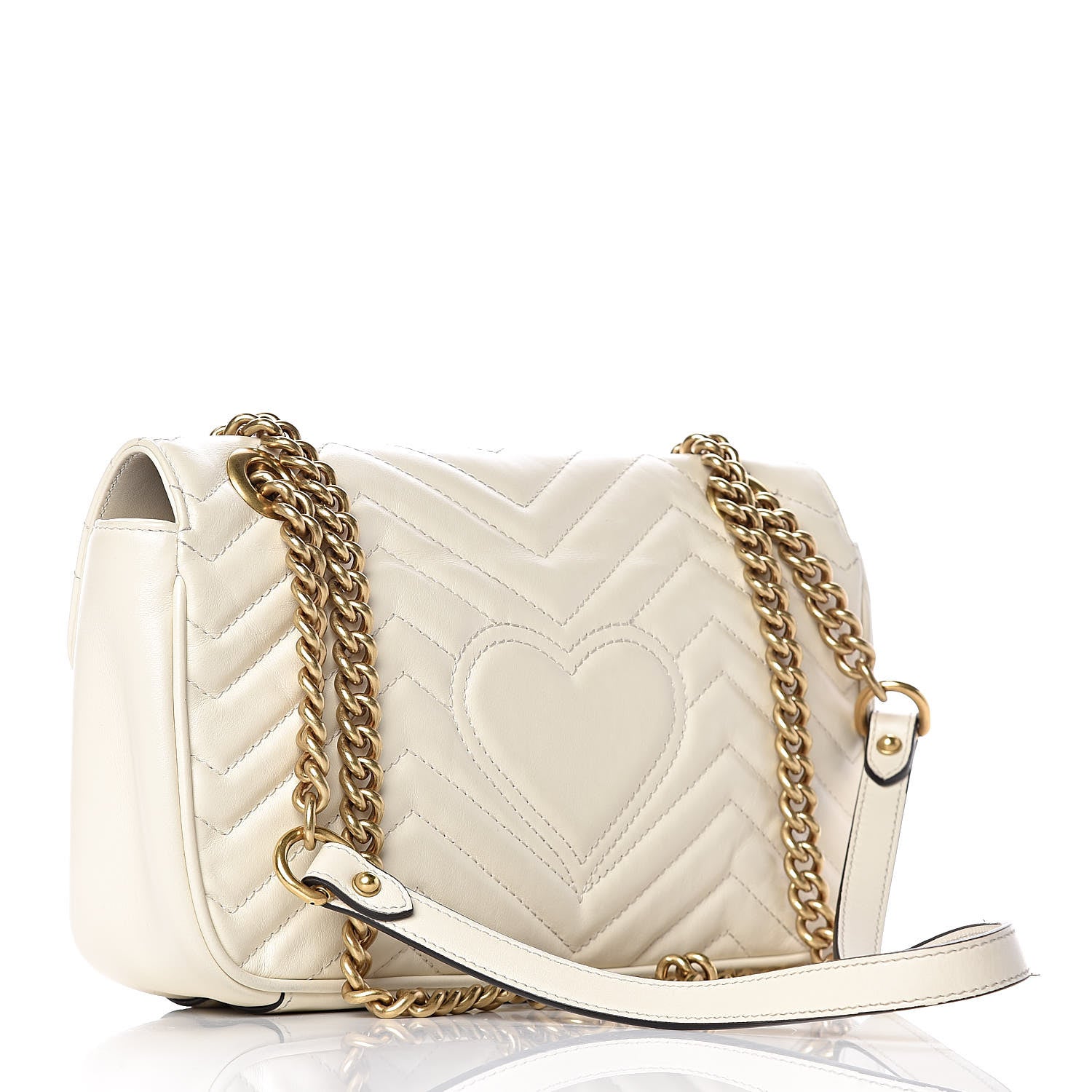 Gucci Calfskin Matelasse Small GG Marmont Shoulder Bag White 3 of 13