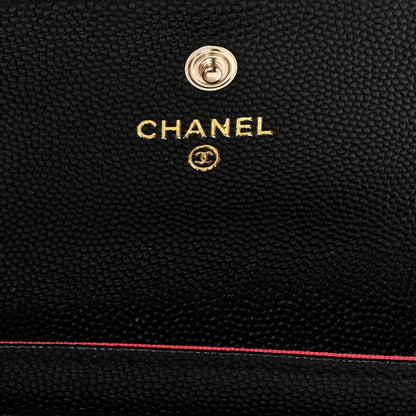 Chanel Caviar Metal Perforated Quilted CC Flap Card Holder Black 6 of 9