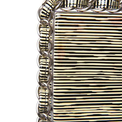 Chanel Patent Calfskin Striped Clutch Black 9 of 9