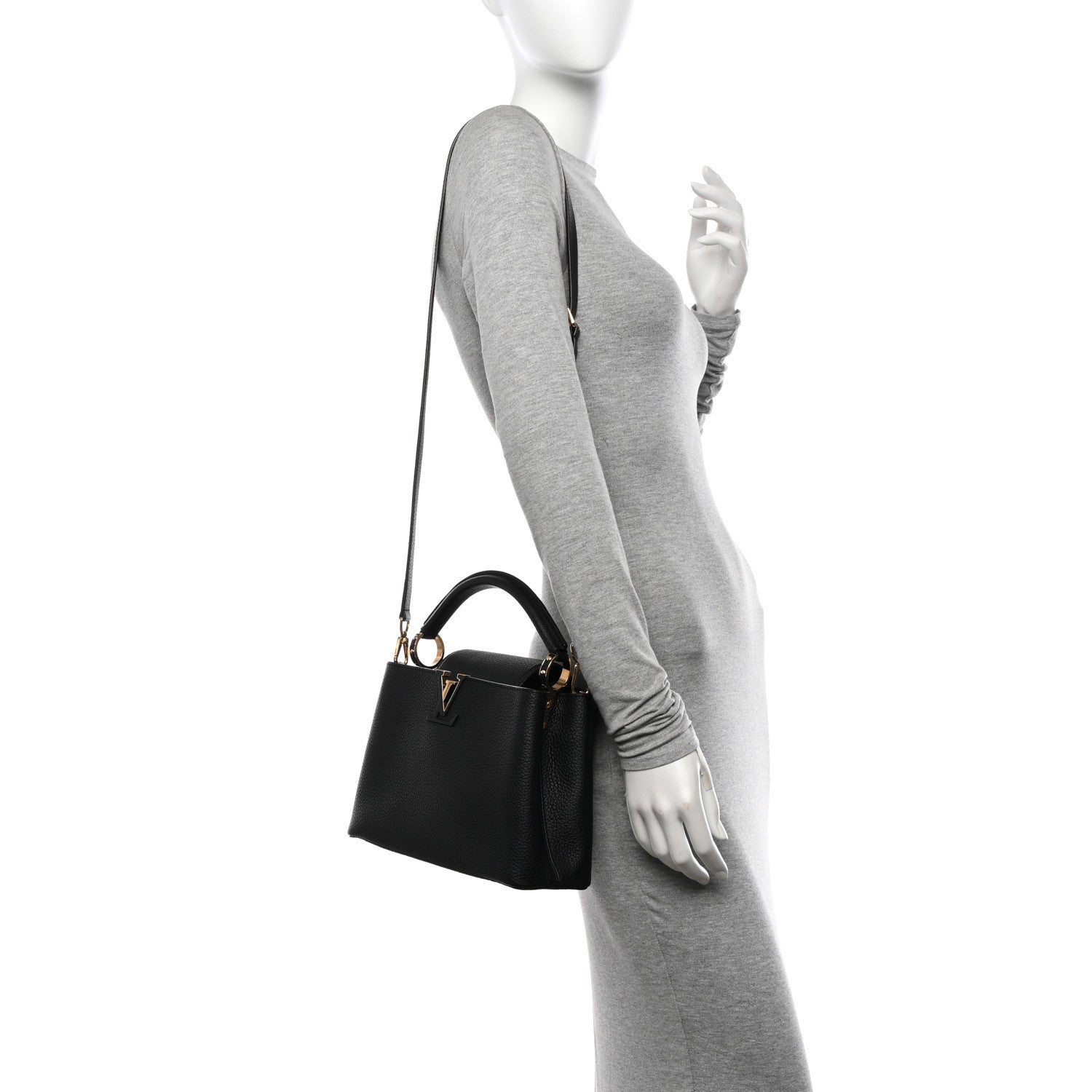 Louis Vuitton Taurillon Capucines BB Black 2 of 10