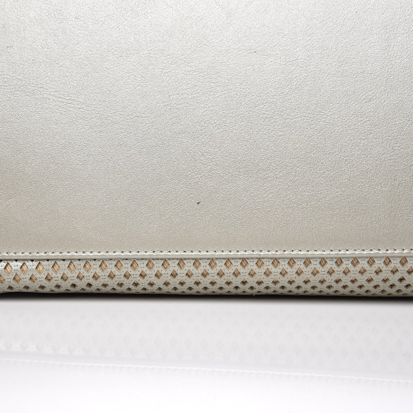 Metallic Calfskin Perforated Up In The Air Tote Silver