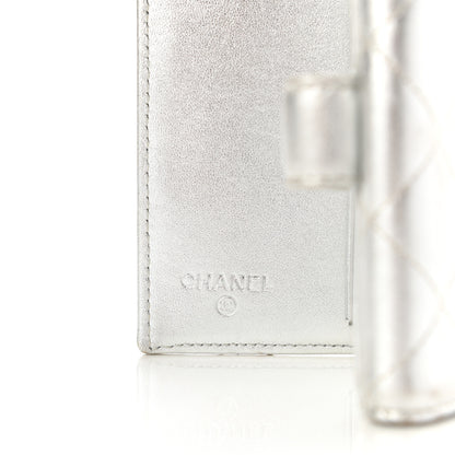 Chanel Metallic Lambskin Quilted Compact French Flap Wallet Silver 7 of 9