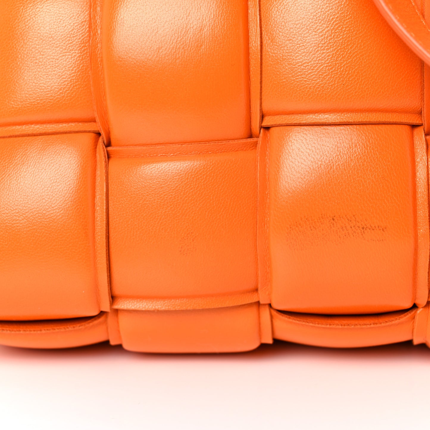 Nappa Maxi Intreccio Padded Cassette Crossbody Bag Orange