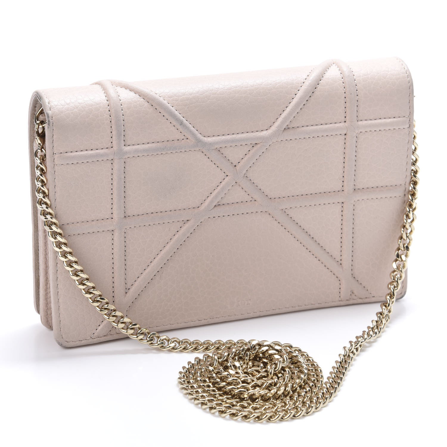 Christian Dior Grained Calfskin Diorama Wallet on Chain Pouch Nude 2 of 11