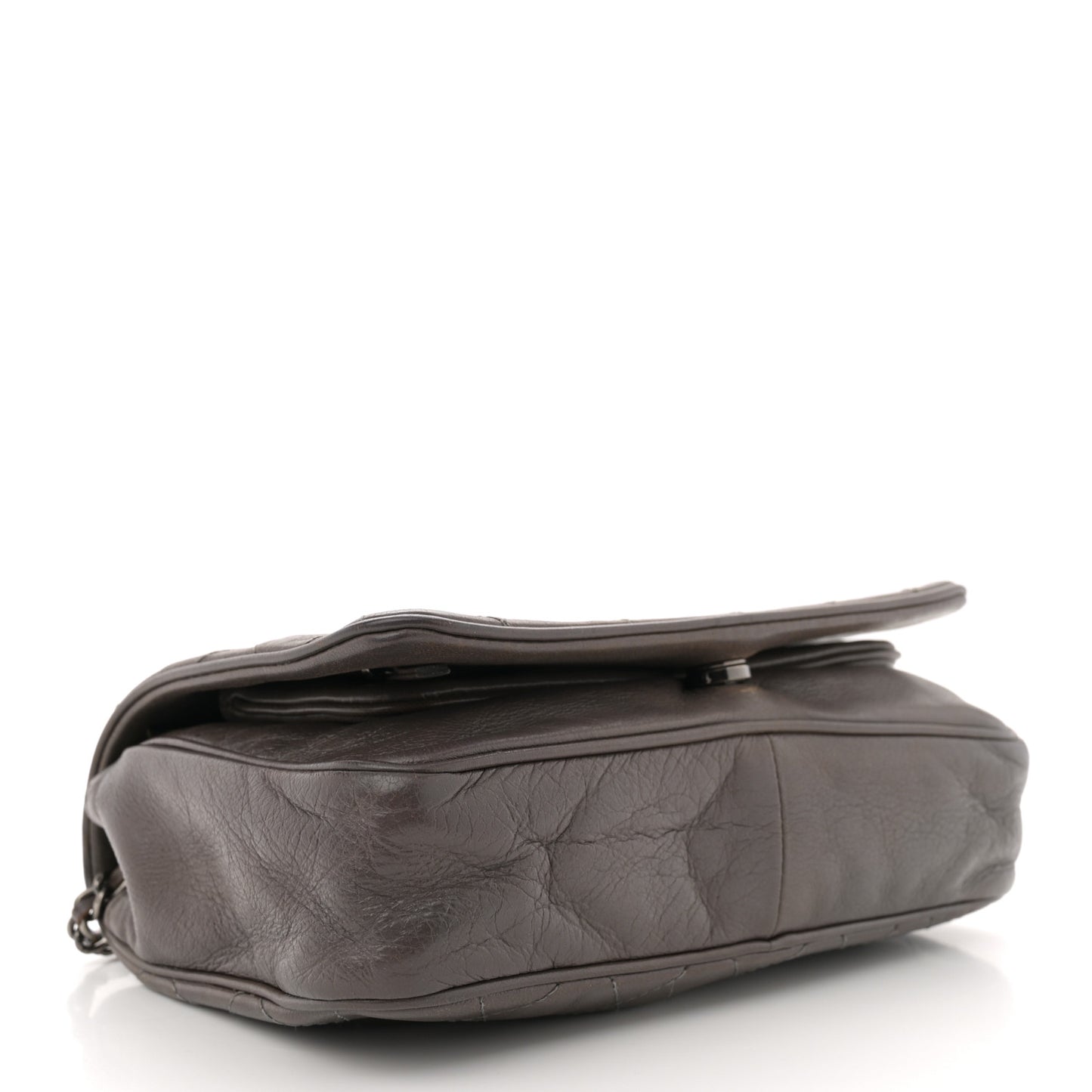 Lambskin Quilted Single Flap Grey