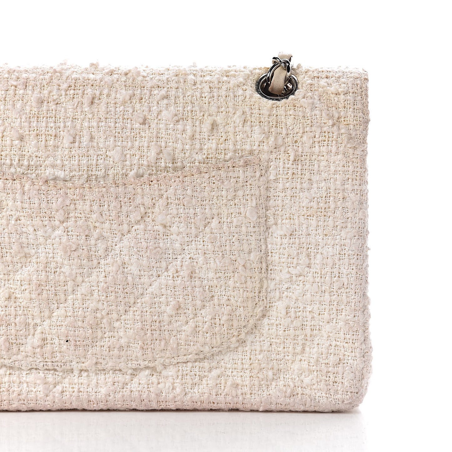 Tweed Medium Double Flap White