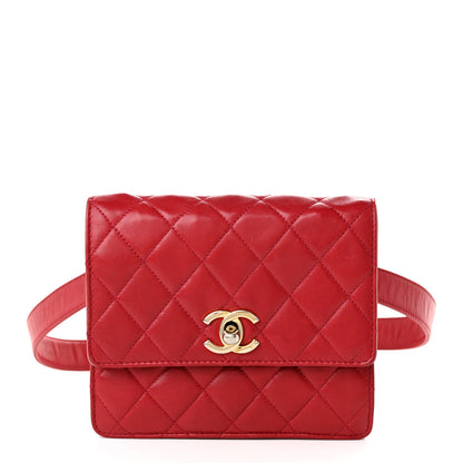Chanel Lambskin Quilted Flap Waist Belt Bag 75 30 Red 1 of 11