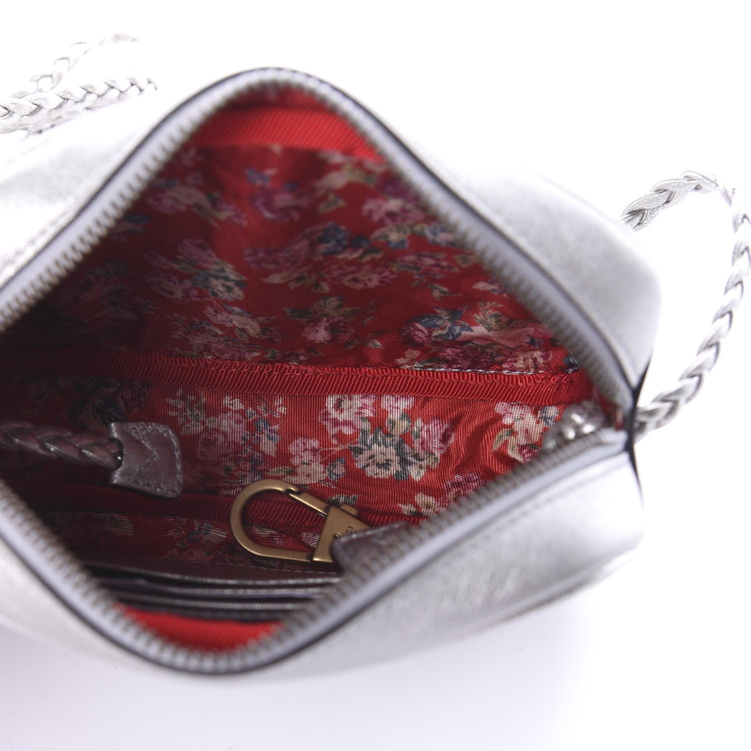 Gucci Laminated Nappa Web Trapuntata Mini GG Shoulder Bag Argento 4 of 7