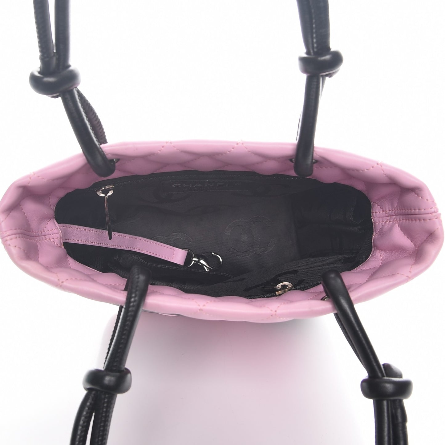 Calfskin Quilted Small Cambon Tote Pink Black