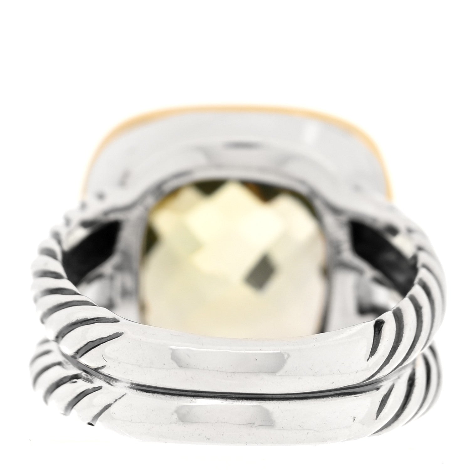 David Yurman Sterling Silver 18K Yellow Gold Lemon Citrine 11mm Albion Ring 52 6 3 of 4