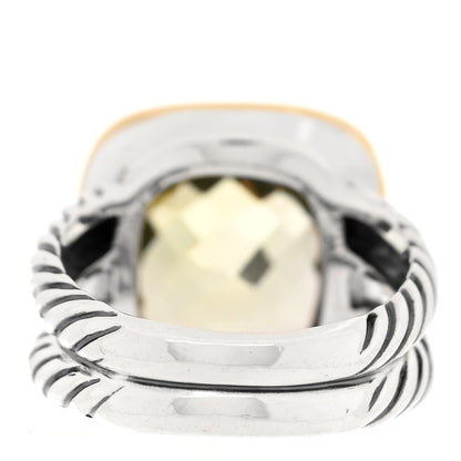David Yurman Sterling Silver 18K Yellow Gold Lemon Citrine 11mm Albion Ring 52 6 3 of 4
