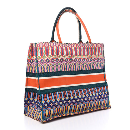 Christian Dior Canvas Embroidered Large Book Tote Orange Multicolor 2 of 4