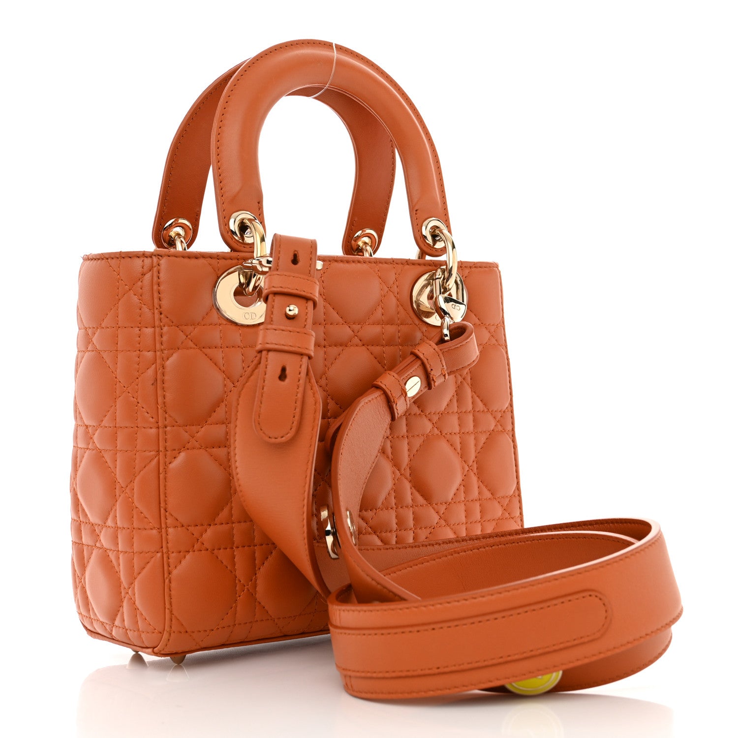 Christian Dior Lambskin Cannage Small Lucky Badges My Lady Dior Orange 3 of 10