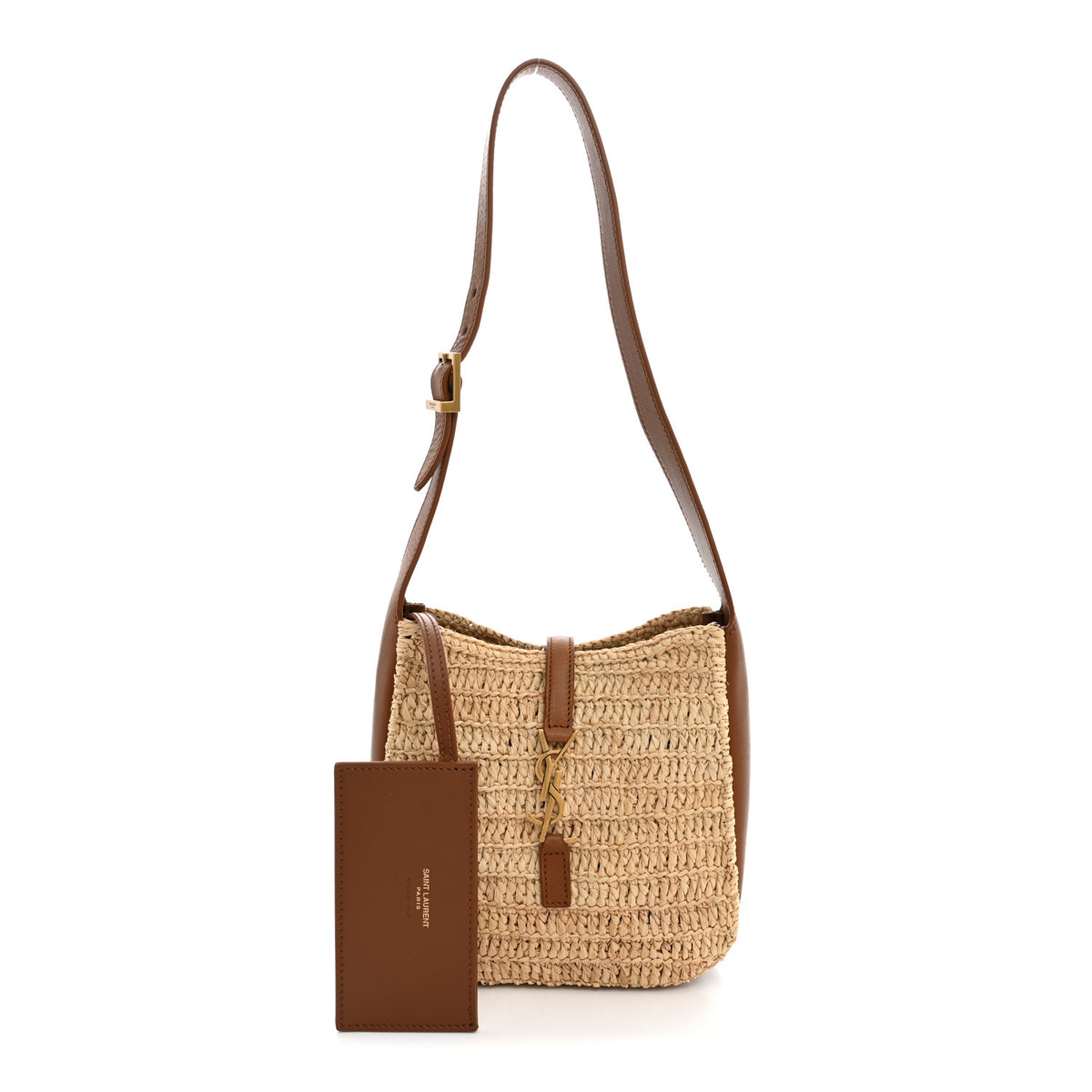 Raffia Calfskin Le 5 A 7 Baby Hobo Natural Brick