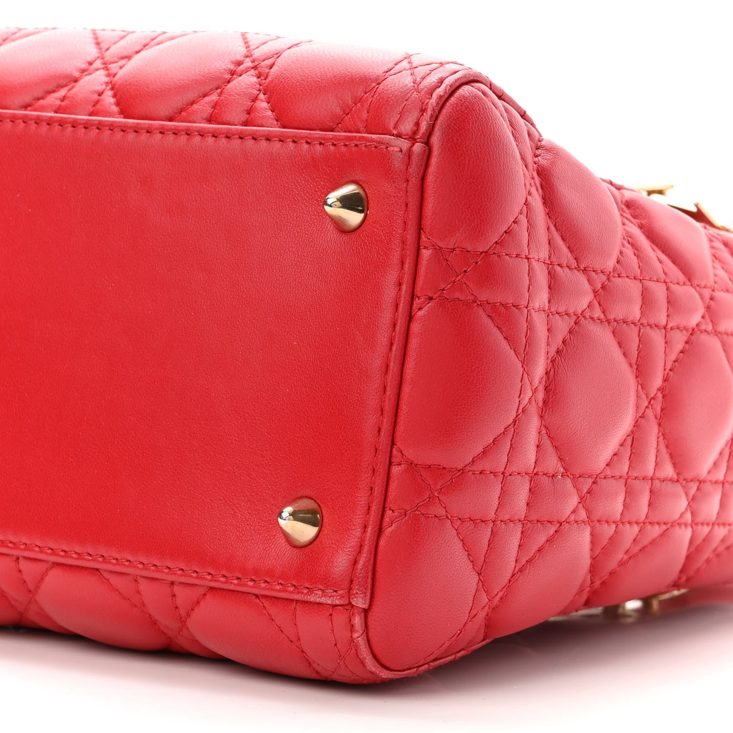 Christian Dior Lambskin Cannage Medium Lady Dior Red 10 of 11