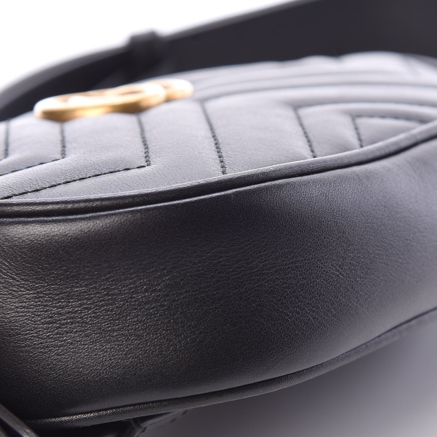 Gucci Calfskin Matelasse GG Marmont Belt Bag 85 34 Black 10 of 11