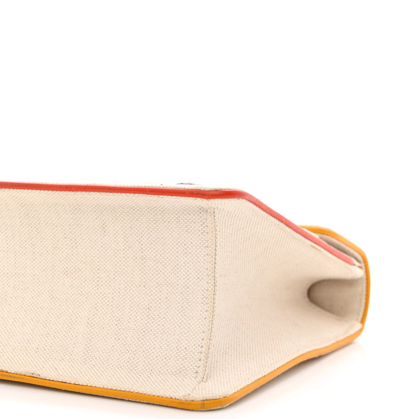 Linen Canvas Embroidered Small Shoulder Bag White