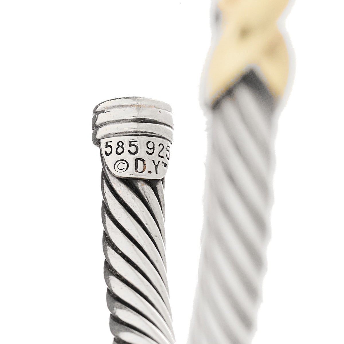 David Yurman Sterling Silver 14K Yellow Gold 4mm X Station Cable Bracelet 5 of 6