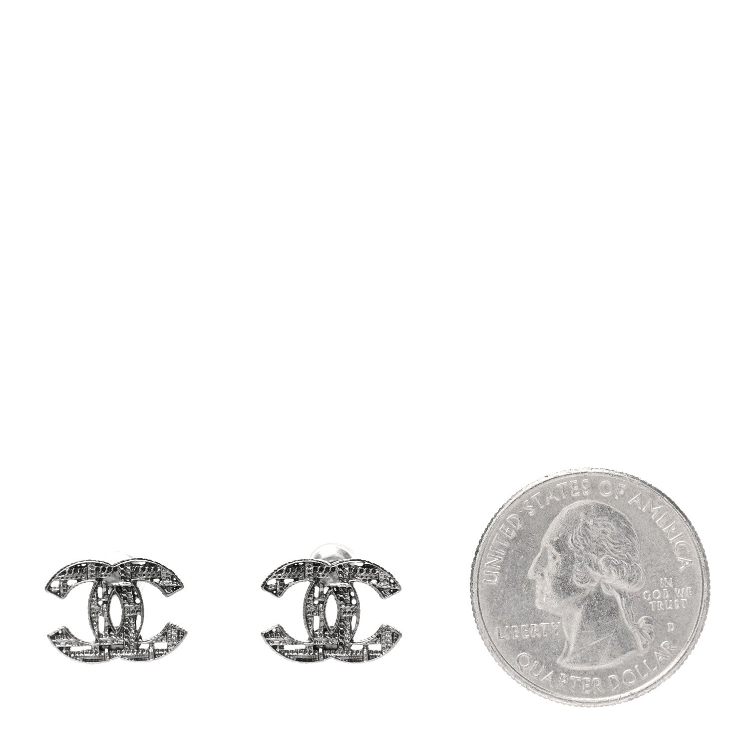 Chanel CC Chain Earrings Dark Silver 2 of 4