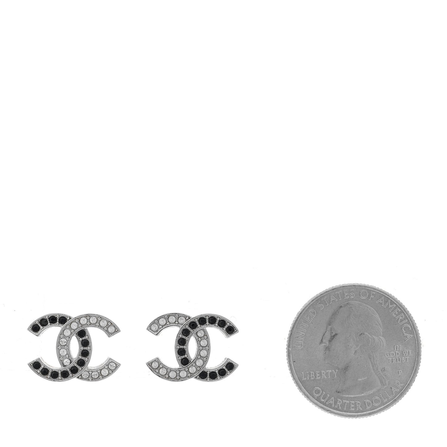 Crystal CC Earrings Silver Black