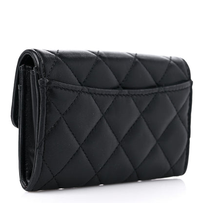 Chanel Lambskin Quilted Flap Card Holder Wallet Black 3 of 8