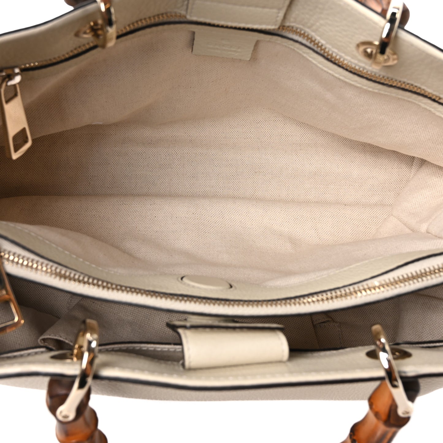 Pebbled Calfskin Medium Bamboo Shopper Tote Off White