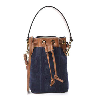 Fendi Denim Vitello King F is Fendi FF Embroidered Mini Mon Tresor Bucket Bag Blue Cuoio 1 of 10