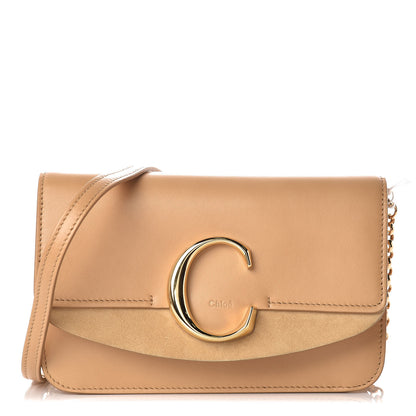 Chloe Calfskin Suede C Clutch With Chain Bleached Brown 1 of 10