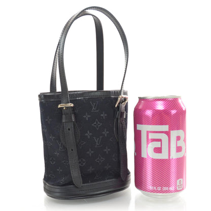 Louis Vuitton Satin Monogram Little Bucket Black 2 of 6