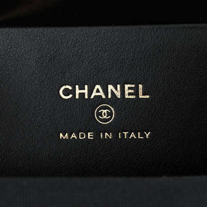 Chanel Patent Crumpled Lambskin Quilted Maxi Bow Clutch With Chain Black 6 of 11