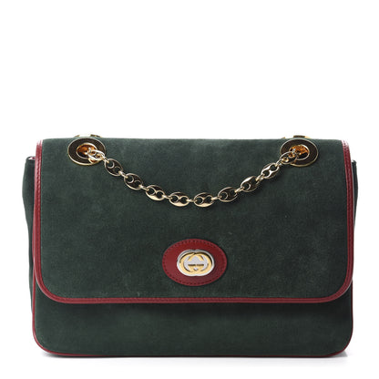 Gucci Suede Azalea Calfskin Small Marina Chain Shoulder Bag Green Red 1 of 10