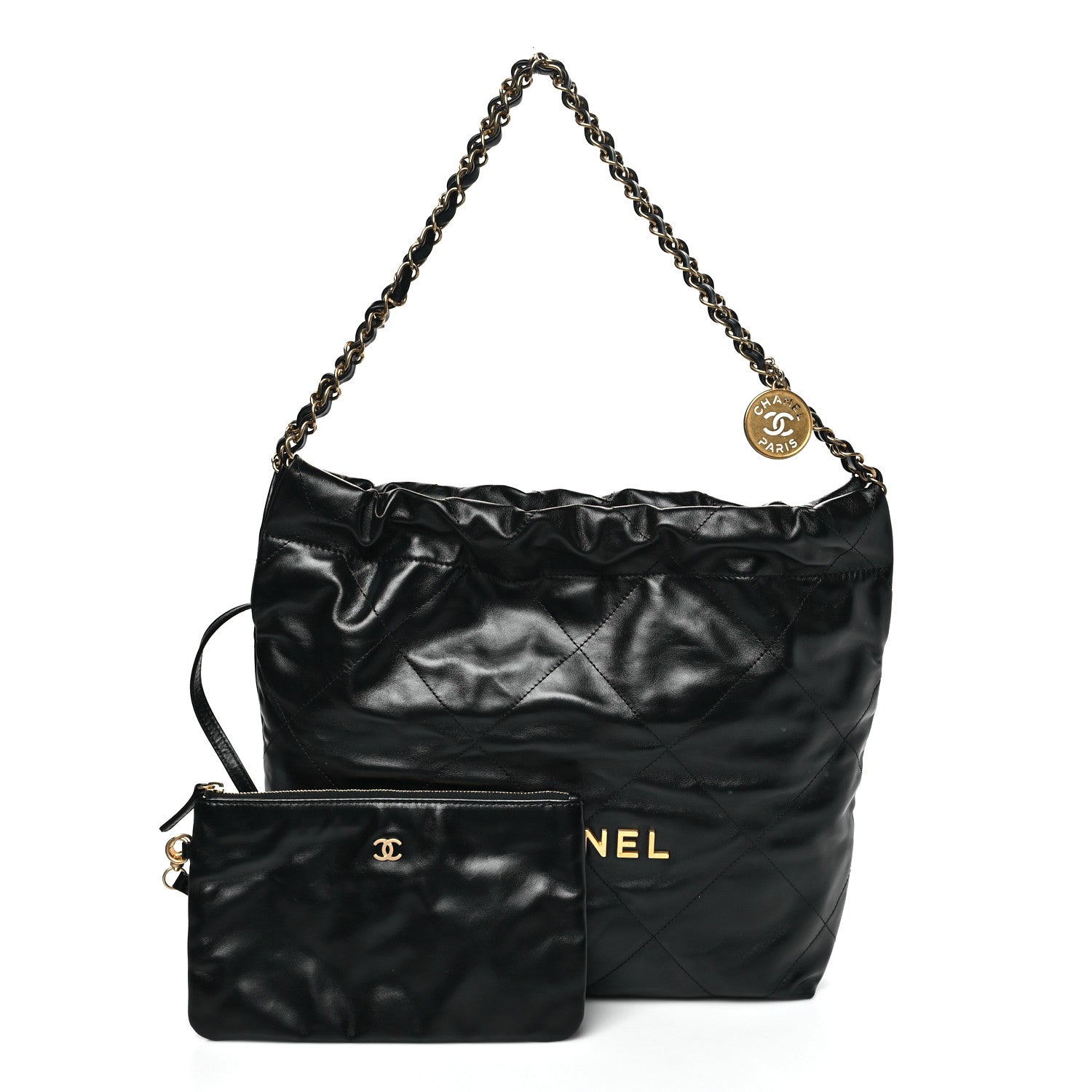 Chanel Shiny Calfskin Quilted Small Chanel 22 Black 3 of 11