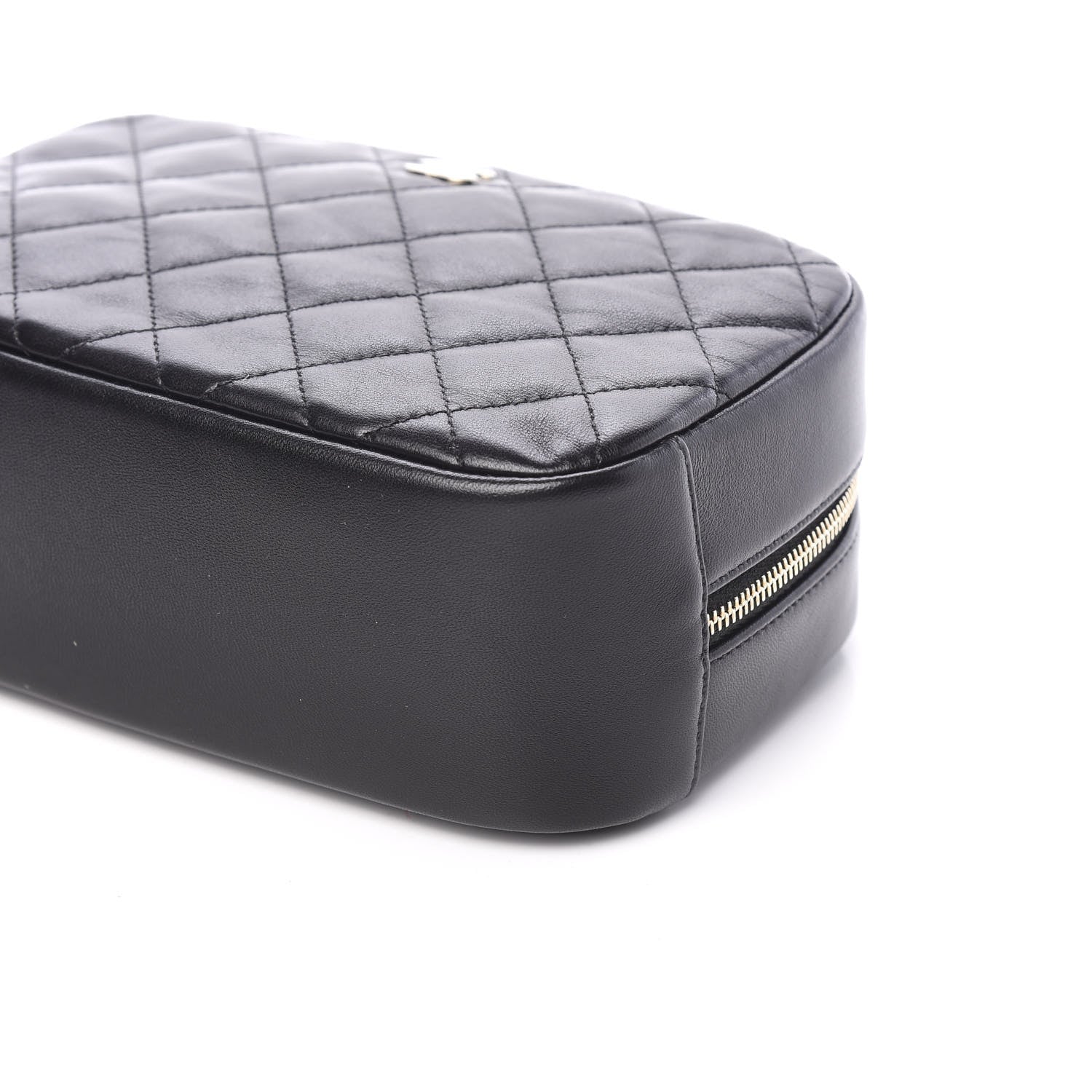 Chanel Lambskin Quilted Medium Curvy Pouch Cosmetic Case Black 8 of 9
